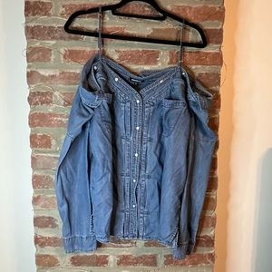 Express Denim Off the Shoulder Top